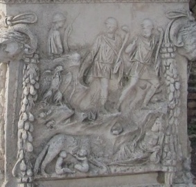 Romulus and Remus on carved altar at Ostia