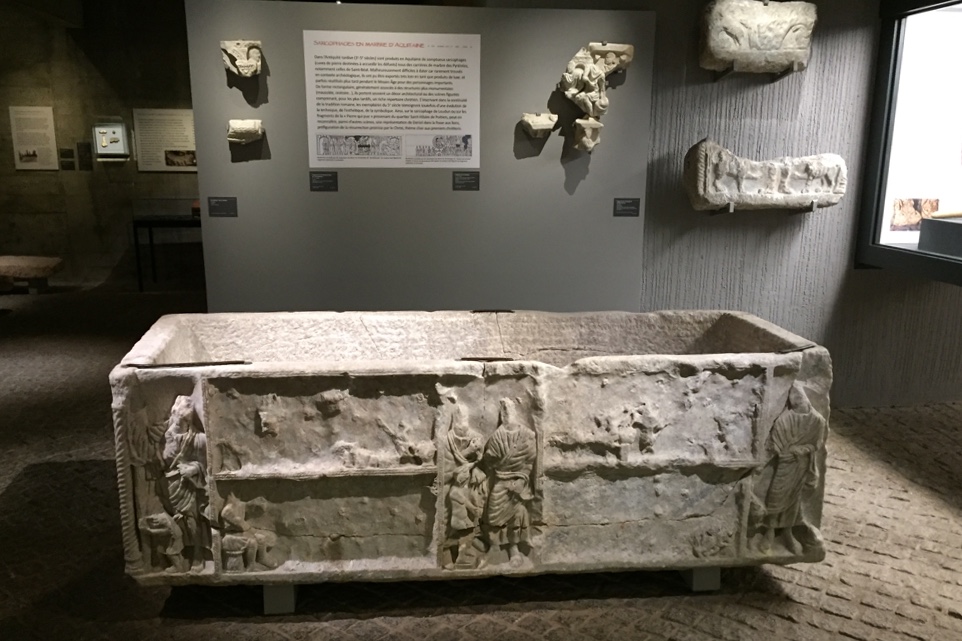 Christian sarcophagus 4/5th century, in Aquitaine marble a far cry from the simple funerary urns of the earlier Roman period 