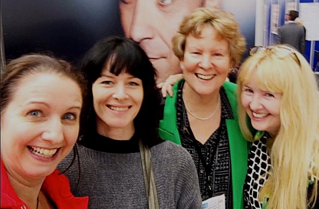 Left to right: Joanna Penn, Jessica Bell, me, Rebecca Lang at the London Book Fair 2017