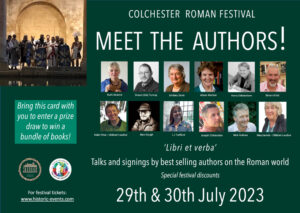 Card advertising authors at the Colchester Roman Festival