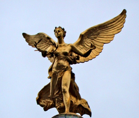 Golden statue of winged Victory